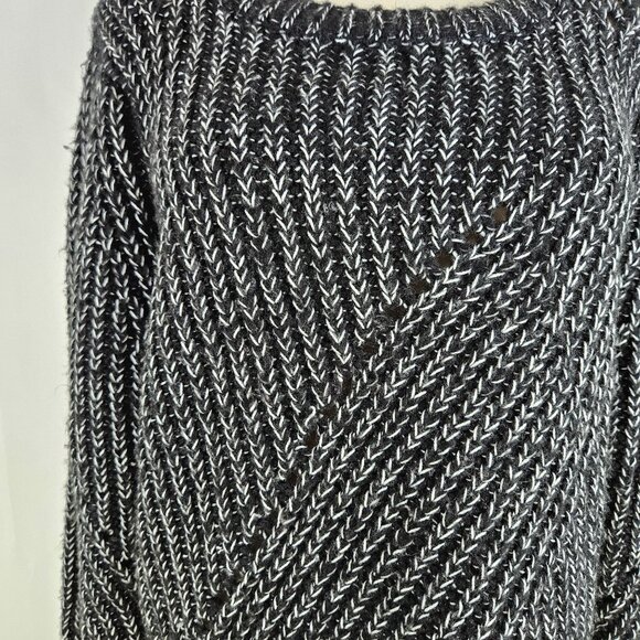 John + Jenn Sweater Medium Black & White Knit Designer Chevron Pattern Ribbed - Picture 6 of 11